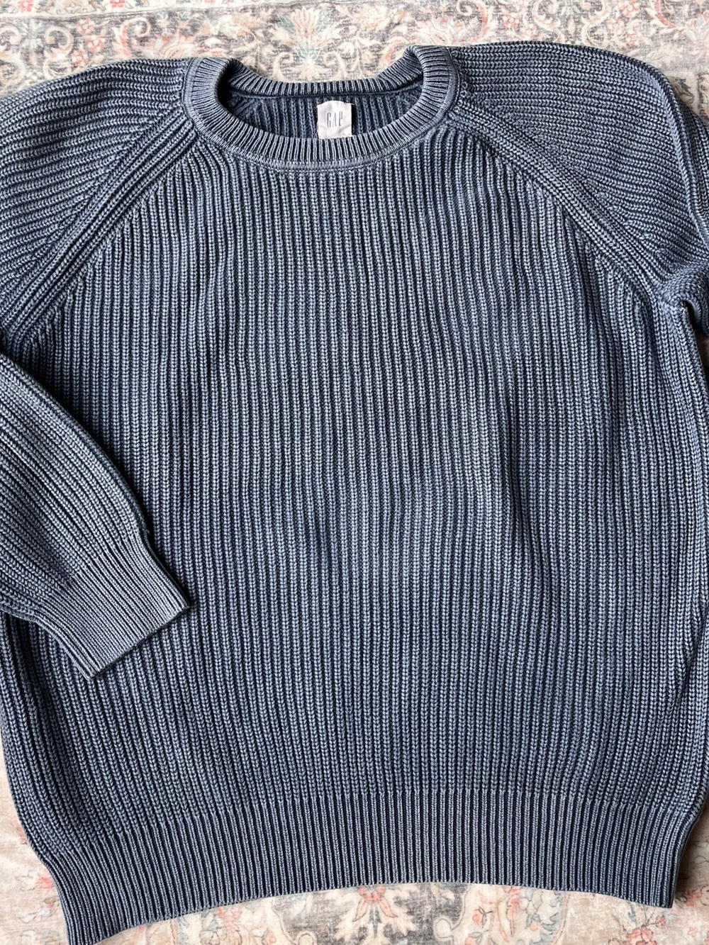 GAP Men's Slate Navy Ribbed Crewneck Sweater